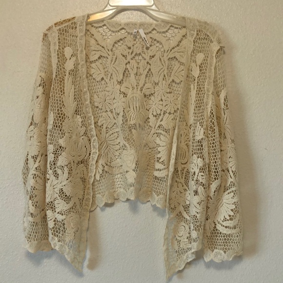 STUDIO Y cream/ ivory crochet jacket, size S - Picture 7 of 11